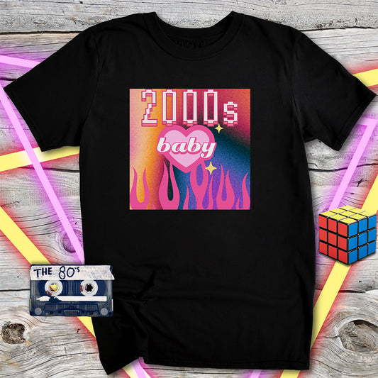 2000s Baby Unisex Softstyle T-Shirt - Retro Flame Graphic Tee