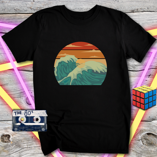 Retro Sunset Waves Unisex Softstyle T-Shirt, Beach Vibes Tee, Summer Apparel, Gift for Ocean Lovers, Casual Wear, Vacation Shirt